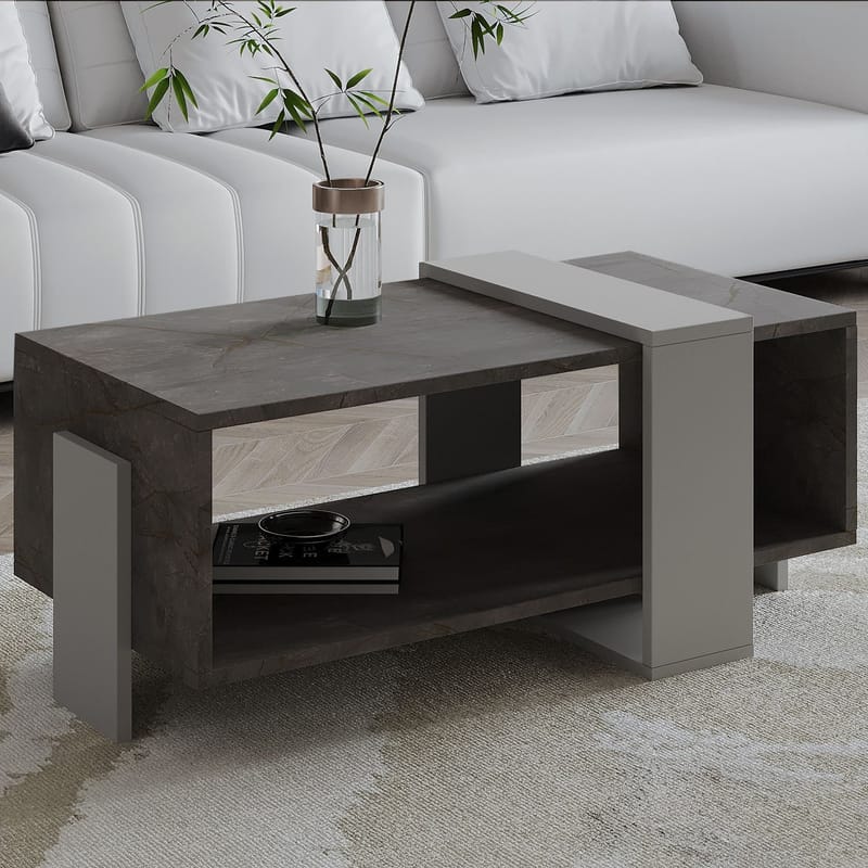 Norell Soffbord 90x40x49 cm - Gordion Marble och Grey - Möbler - Bord & matgrupper - Soffbord