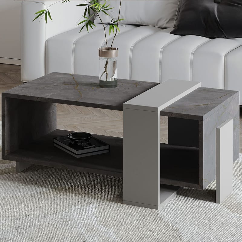 Norell Soffbord 90x40x49 cm - Gordion Marble och Grey - Möbler - Bord & matgrupper - Soffbord