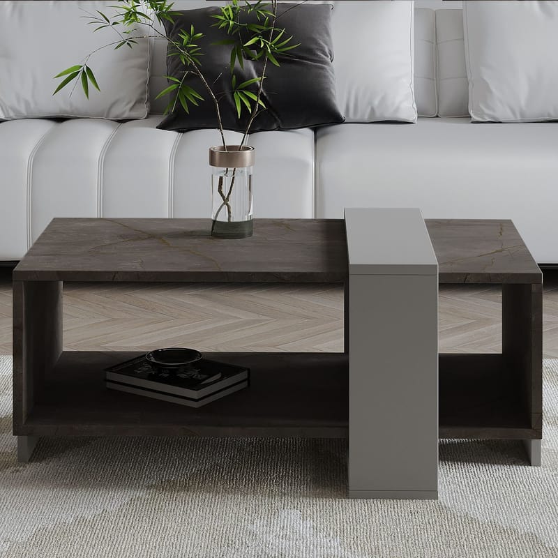 Norell Soffbord 90x40x49 cm - Gordion Marble och Grey - Möbler - Bord & matgrupper - Soffbord