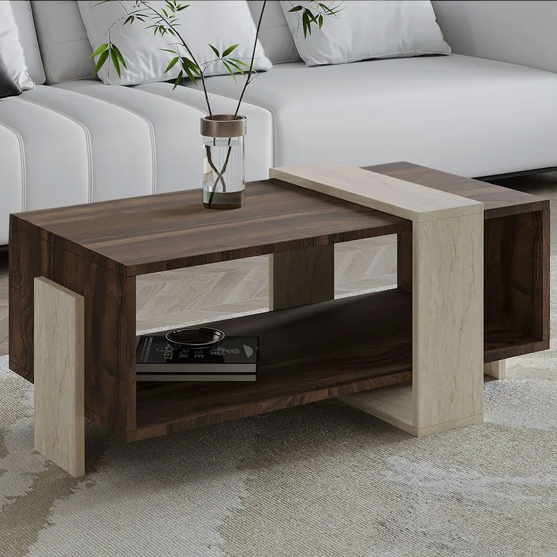 Norell Soffbord 90x40x49 cm - Travertine Walnut - Möbler - Bord & matgrupper - Soffbord