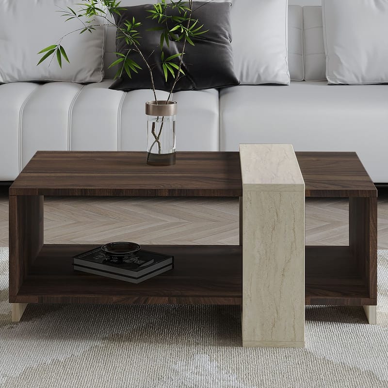 Norell Soffbord 90x40x49 cm - Travertine Walnut - Möbler - Bord & matgrupper - Soffbord