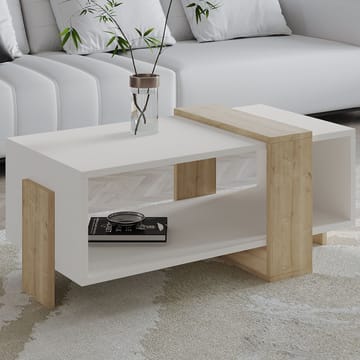 Norell Soffbord 90x40x49 cm - Vit och Sapphire Oak - Möbler - Bord & matgrupper - Soffbord