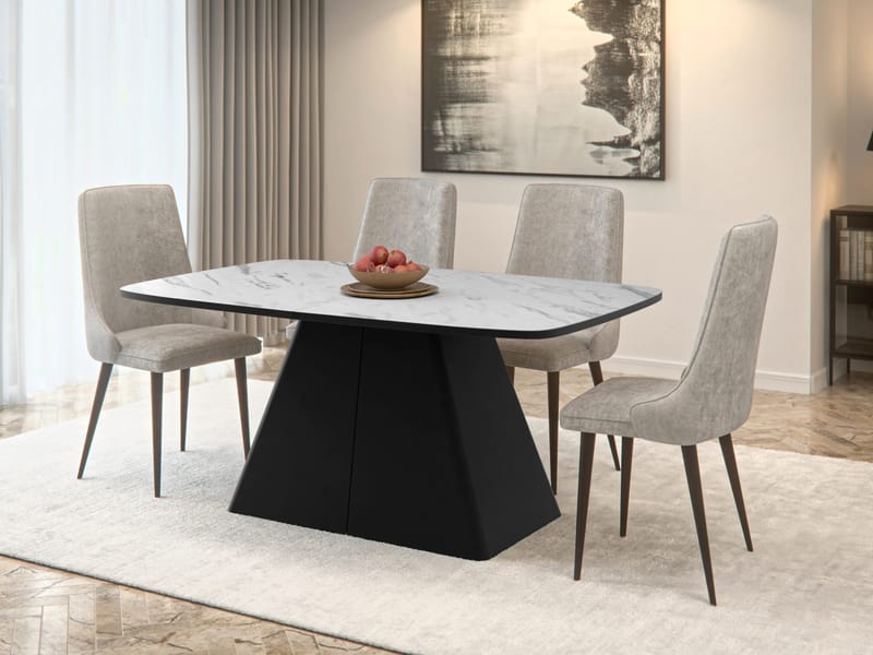 Novaj Matbord förlängningsbart 180-256 cm - Svart, vit (marmor) - Möbler - Bord & matgrupper - Matbord & köksbord