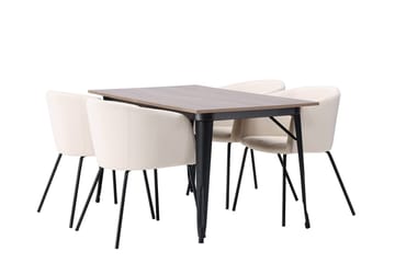 Ochovi Matbord 140 cm med 4 Berit Karmstol Sammet med Armstöd - Möbler - Bord & matgrupper - Matgrupper