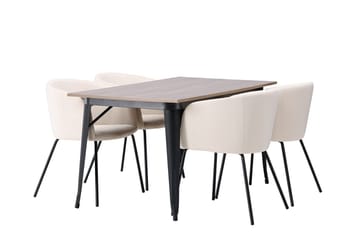 Ochovi Matbord 140 cm med 4 Berit Karmstol Sammet med Armstöd - Möbler - Bord & matgrupper - Matgrupper
