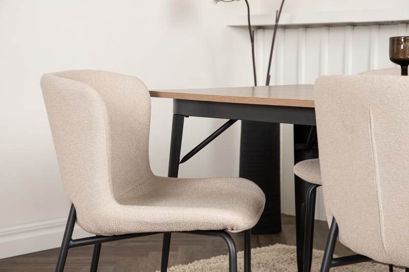 Ochovi Matgrupp  140 cm Rektangulär med 4 Manjetor stolar - Mörkgrå - Möbler - Bord & matgrupper - Matgrupper