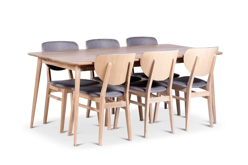 Odense Matgrupp 180 cm med 6 Borgholm Stolar i massivt trä, undefined
