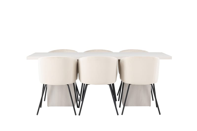 Olga Matgrupp 200 cm Rektangulär med 6 Berit Stolar, Beige