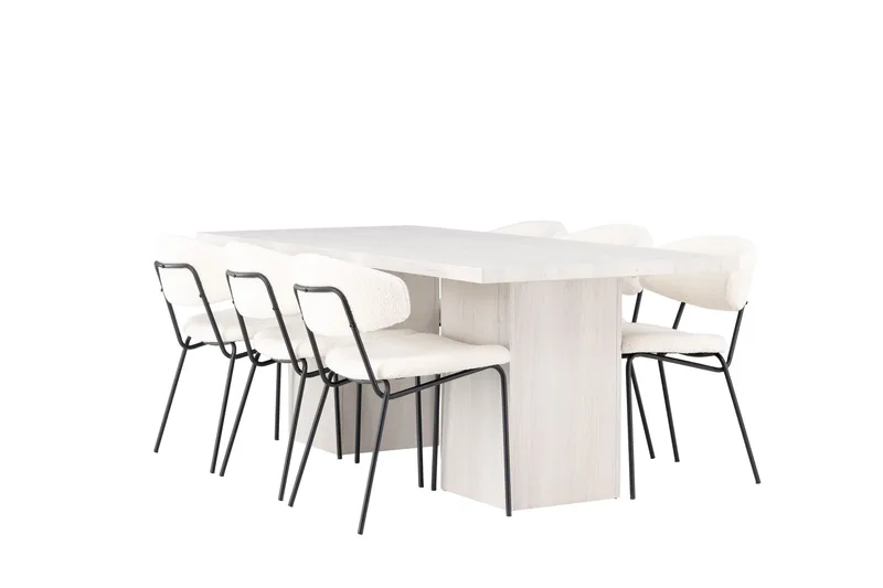 Olga Matgrupp 200 cm Rektangulär med 6 Chico Stolar - Vit - Möbler - Bord & matgrupper - Matgrupper