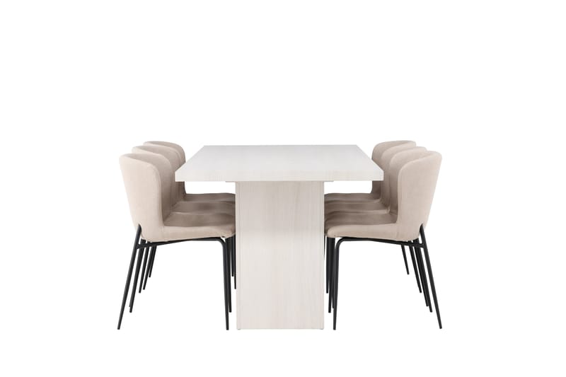 Olga Matgrupp 200 cm Rektangulär med 6 Modesto Stolar - Beige - Möbler - Bord & matgrupper - Matgrupper