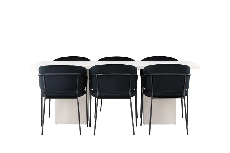 Olga Matgrupp 200 cm Rektangulär med 6 Selma Stolar, Svart