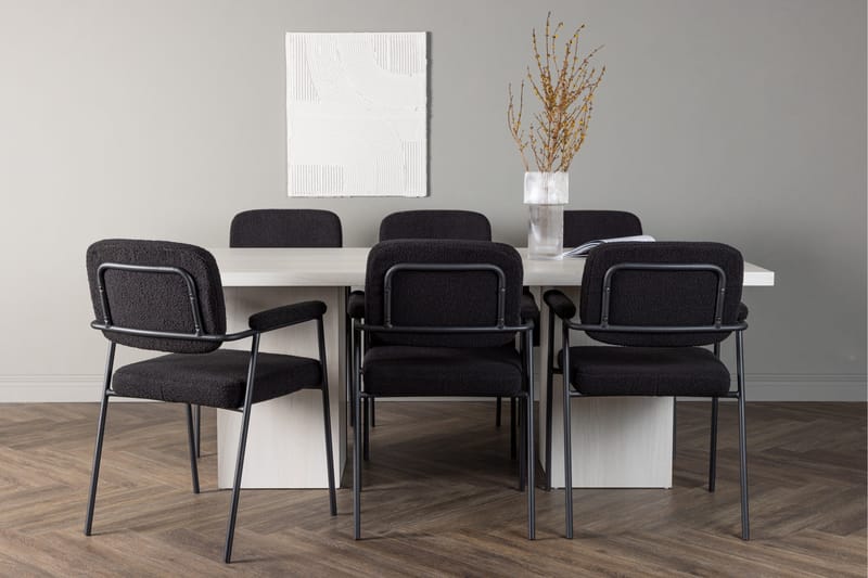 Olga Matgrupp 200 cm Rektangulär med 6 Yesterday Stolar - Svart - Möbler - Bord & matgrupper - Matgrupper