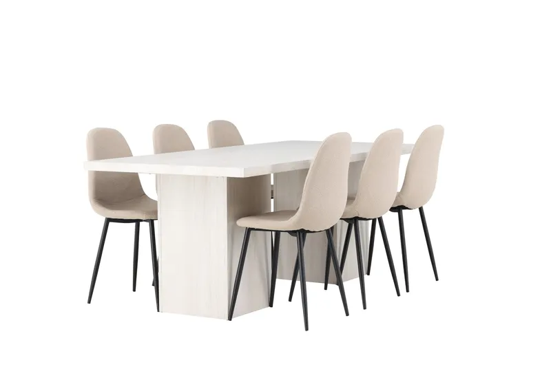 Olga Matgrupp 200 cm Rektangulär med 6 Polar Stolar - Beige - Möbler - Bord & matgrupper - Matgrupper