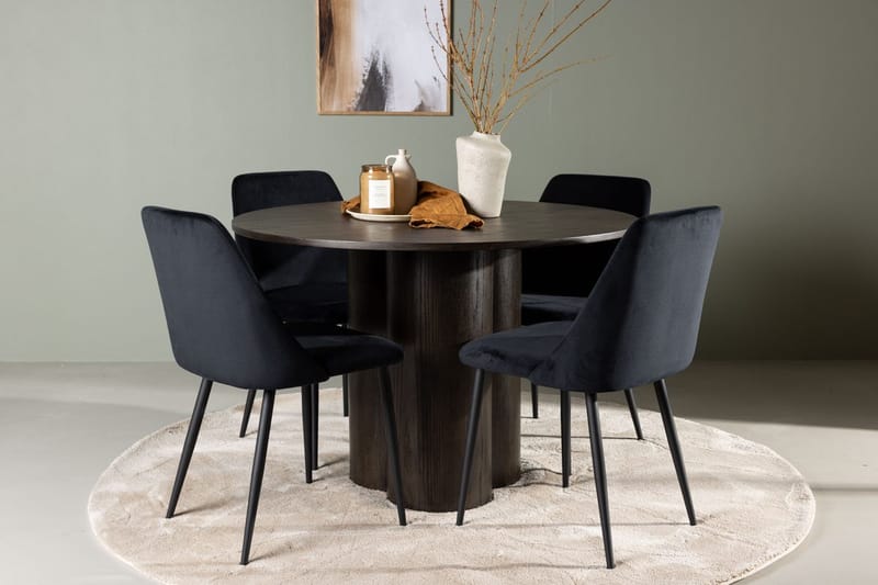 Olivero Matbord 110 cm Runt med 4 Night Matstol