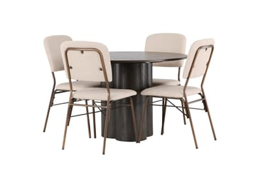 Olivero Matbord 110 cm Runt med 4 Seda Matstol - Mörkbrun - Möbler - Bord & matgrupper - Matgrupper