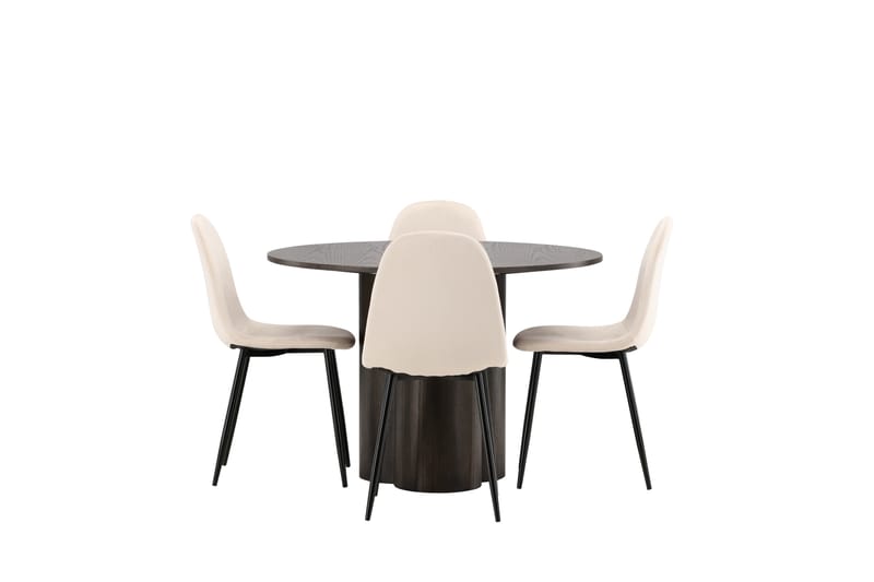 Olivero Matgrupp  110 cm Rund med 4 Bennie stolar - Beige - Möbler - Bord & matgrupper - Matgrupper