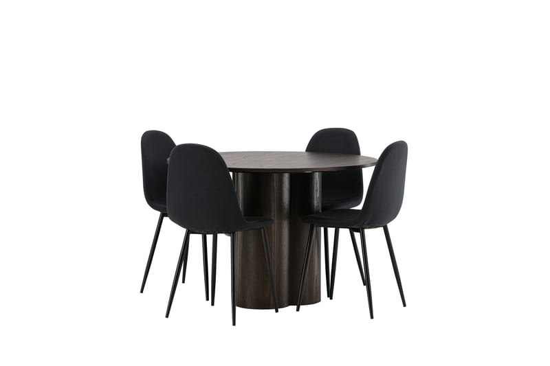 Olivero Matgrupp  110 cm Rund med 4 Bennie stolar - Svart - Möbler - Bord & matgrupper - Matgrupper