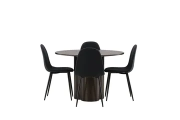 Olivero Matgrupp  110 cm Rund med 4 Bennie stolar - Svart - Möbler - Bord & matgrupper - Matgrupper