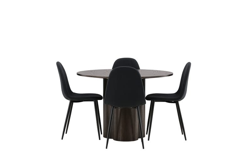 Olivero Matgrupp  110 cm Rund med 4 Bennie stolar - Svart - Möbler - Bord & matgrupper - Matgrupper