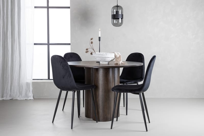Olivero Matgrupp  110 cm Rund med 4 Bennie stolar - Svart - Möbler - Bord & matgrupper - Matgrupper