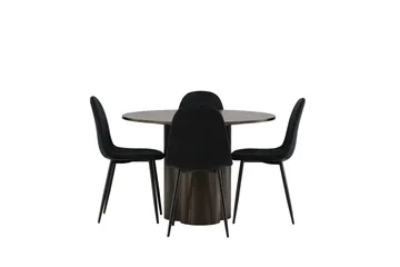 Olivero Matgrupp  110 cm Rund med 4 Bennie stolar - Svart - Möbler - Bord & matgrupper - Matgrupper