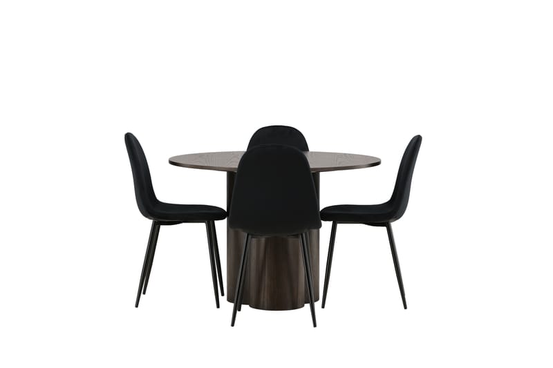Olivero Matgrupp  110 cm Rund med 4 Bennie stolar - Svart - Möbler - Bord & matgrupper - Matgrupper