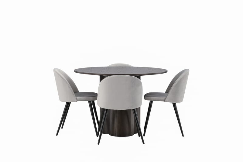 Olivero Matgrupp  110 cm Rund med 4 Sedavi stolar - Grå - Möbler - Bord & matgrupper - Matgrupper