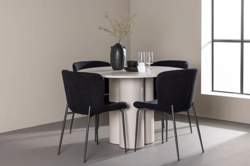 Olivia Matbord 110 cm med 4 Modesto Matstol