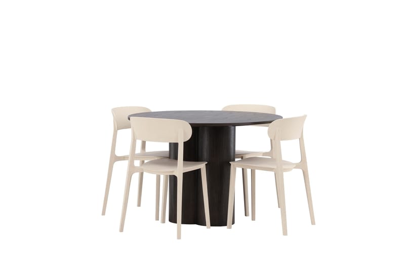 Olivia Matgrupp 110 cm Rund med 4 Åstol stolar - Beige - Möbler - Bord & matgrupper - Matgrupper