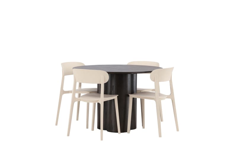 Olivia Matgrupp 110 cm Rund med 4 Åstol stolar - Beige - Möbler - Bord & matgrupper - Matgrupper