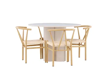 Olivia Matgrupp 110 cm Rund med 4 Alfons stolar - Beige/Beige - Möbler - Bord & matgrupper - Matgrupper