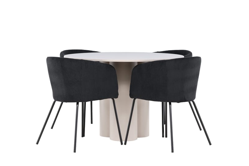 Olivia Matgrupp 110 cm Rund med 4 Berit stolar - Beige/Svart - Möbler - Bord & matgrupper - Matgrupper