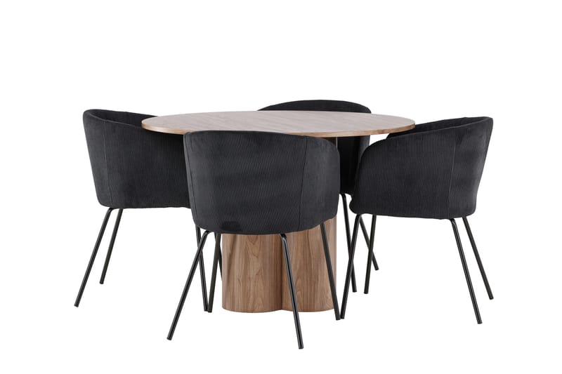 Olivia Matgrupp 110 cm Rund med 4 Berit stolar, Mocca/Svart