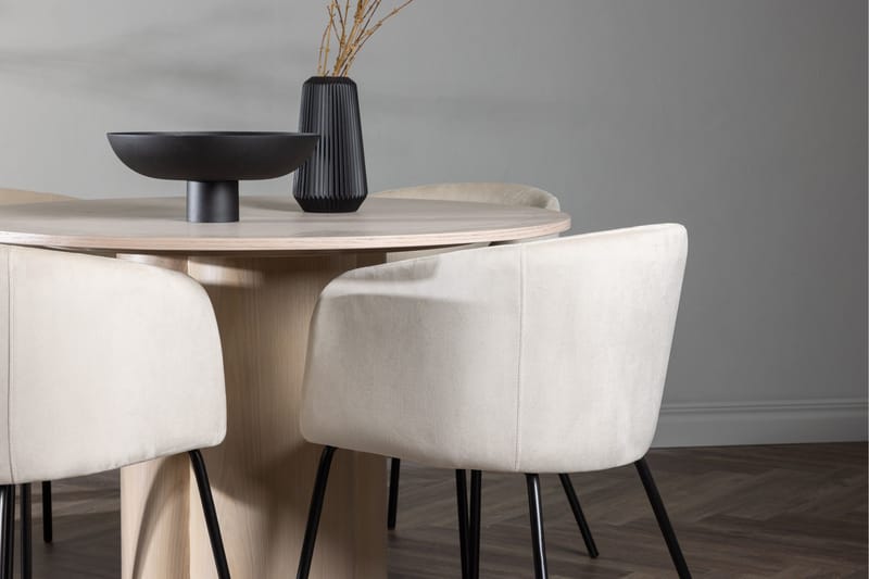 Olivia Matgrupp 110 cm Rund med 4 Berit stolar - Whitewash - Möbler - Bord & matgrupper - Matgrupper