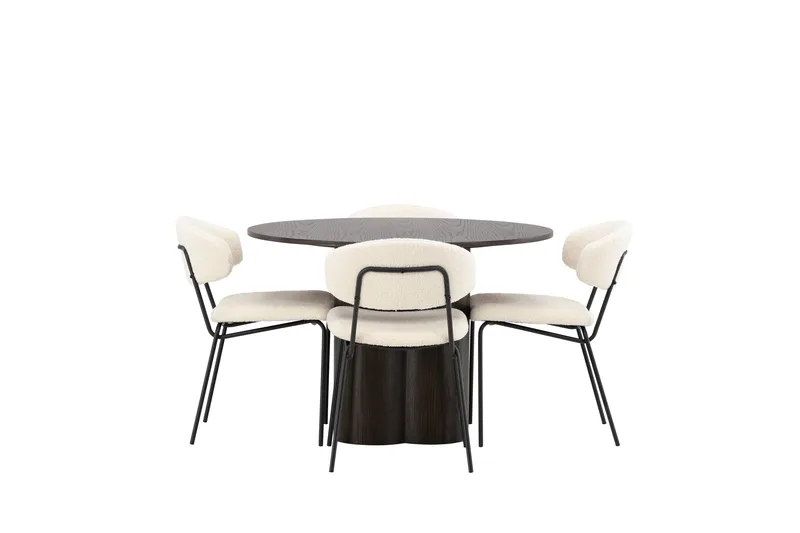 Olivia Matgrupp 110 cm Rund med 4 Chico Stolar - Mocca - Möbler - Bord & matgrupper - Matgrupper
