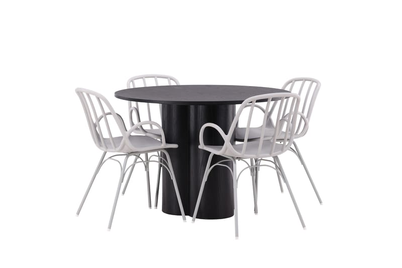 Olivia Matgrupp 110 cm Rund med 4 Dyrön Stolar - Svart - Möbler - Bord & matgrupper - Matgrupper