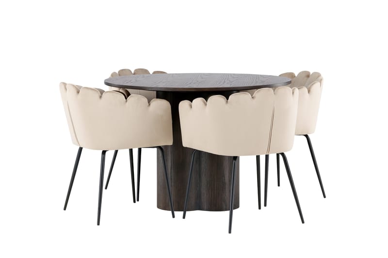 Olivia Matgrupp 110 cm Rund med 4 Limhamn stolar - Beige - Möbler - Bord & matgrupper - Matgrupper