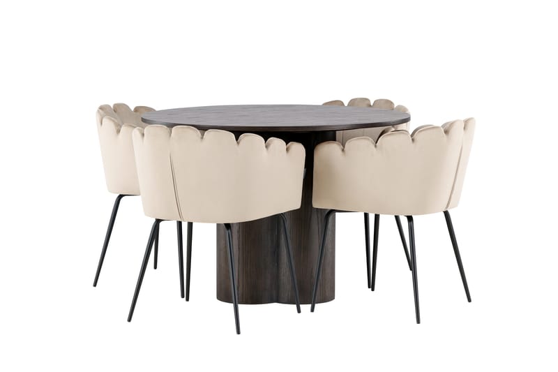 Olivia Matgrupp 110 cm Rund med 4 Limhamn stolar - Beige - Möbler - Bord & matgrupper - Matgrupper
