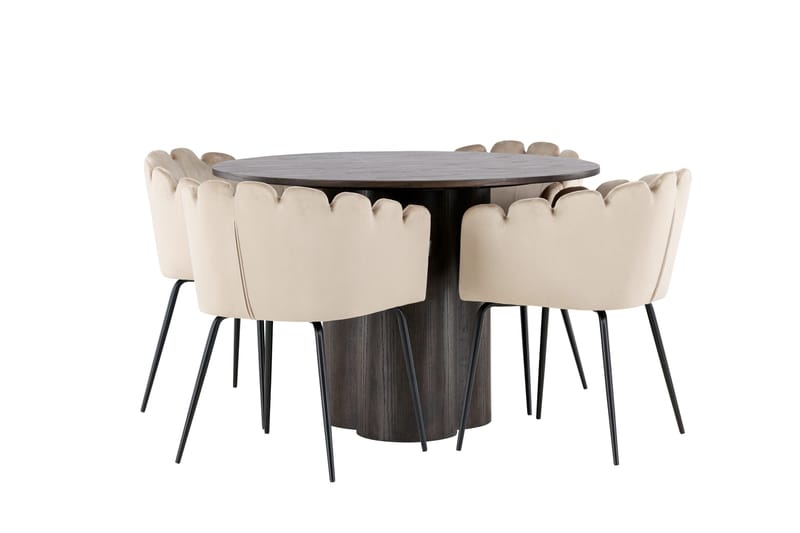 Olivia Matgrupp 110 cm Rund med 4 Limhamn stolar - Beige - Möbler - Bord & matgrupper - Matgrupper