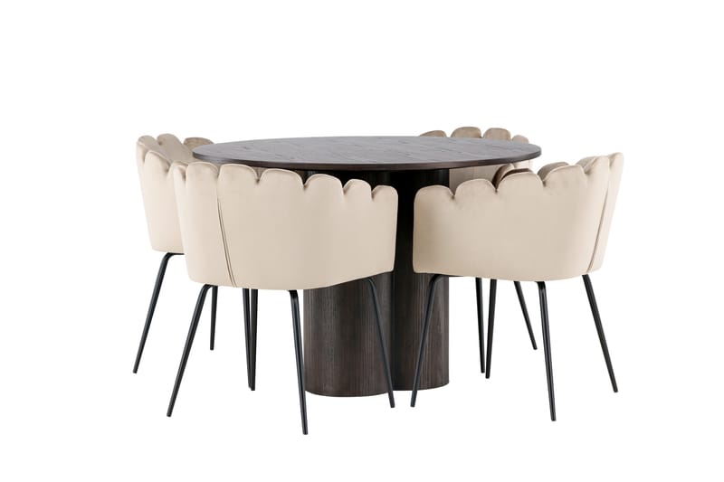 Olivia Matgrupp 110 cm Rund med 4 Limhamn stolar - Beige - Möbler - Bord & matgrupper - Matgrupper