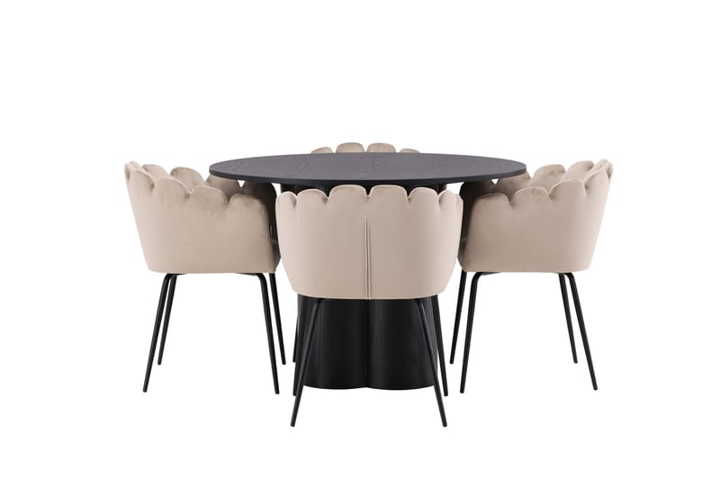 Olivia Matgrupp 110 cm Rund med 4 Limhamn Stolar, Beige