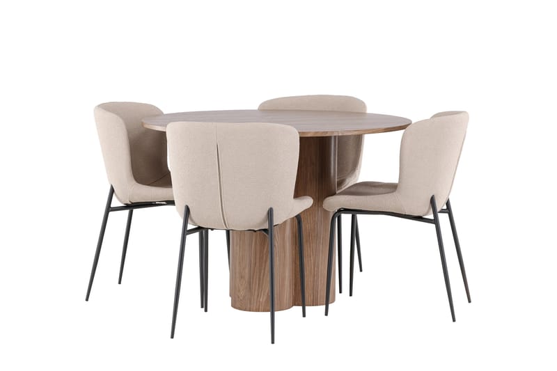 Olivia Matgrupp 110 cm Rund med 4 Modesto stolar - Mocca/Beige - Möbler - Bord & matgrupper - Matgrupper