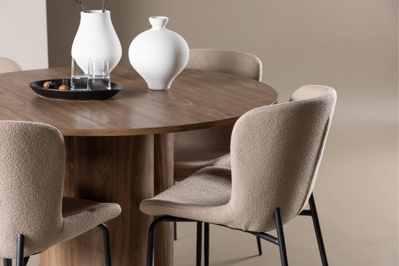 Olivia Matgrupp 110 cm Rund med 4 Modesto stolar - Mocca/Beige - Möbler - Bord & matgrupper - Matgrupper