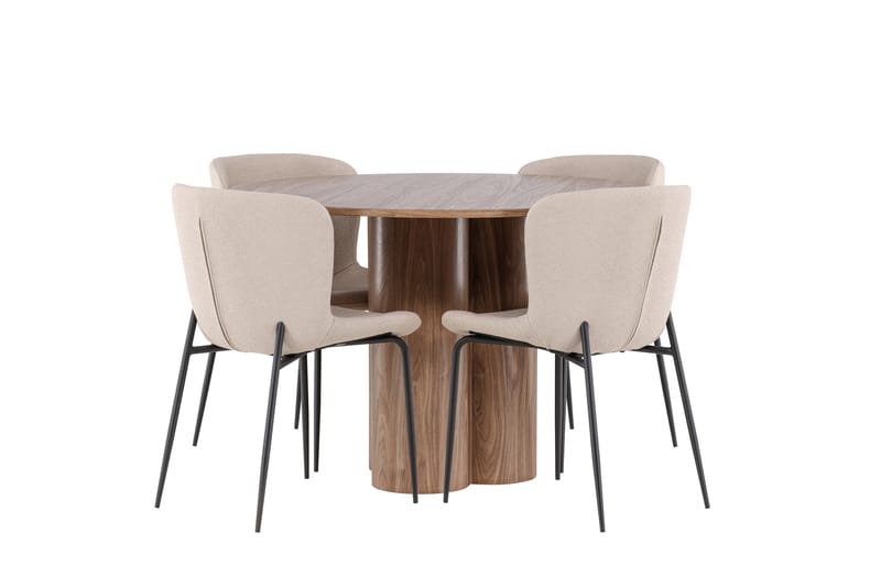Olivia Matgrupp 110 cm Rund med 4 Modesto stolar - Mocca/Beige - Möbler - Bord & matgrupper - Matgrupper