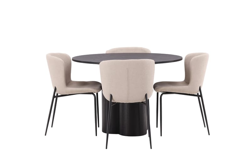 Olivia Matgrupp 110 cm Rund med 4 Modesto Stolar - Svart - Möbler - Bord & matgrupper - Matgrupper