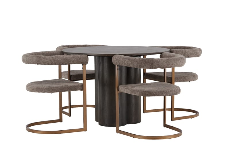 Olivia Matgrupp 110 cm Rund med 4 Morning stolar - Brun - Möbler - Bord & matgrupper - Matgrupper