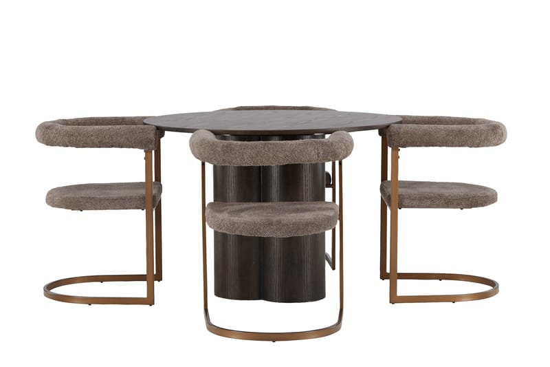 Olivia Matgrupp 110 cm Rund med 4 Morning stolar, Brun