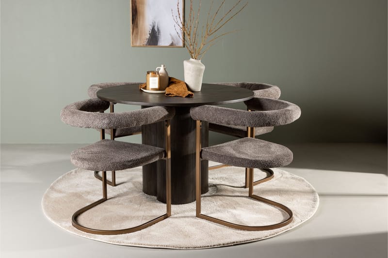 Olivia Matgrupp 110 cm Rund med 4 Morning stolar - Brun - Möbler - Bord & matgrupper - Matgrupper