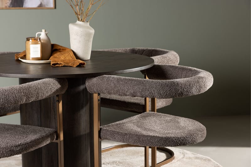 Olivia Matgrupp 110 cm Rund med 4 Morning stolar - Brun - Möbler - Bord & matgrupper - Matgrupper