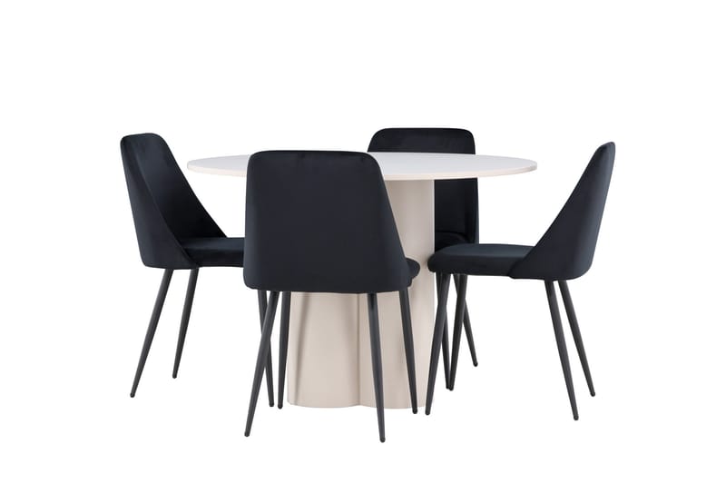 Olivia Matgrupp 110 cm Rund med 4 Night stolar, Beige/Svart